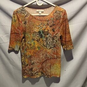 Coldwater Creek Multicolor Floral Paisley Blouse